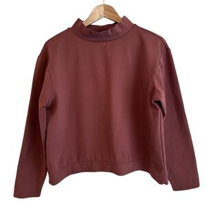 Smash + Tess Rust Color Mock Neck Long Sleeve Cropped Sweatshirt Size Medium